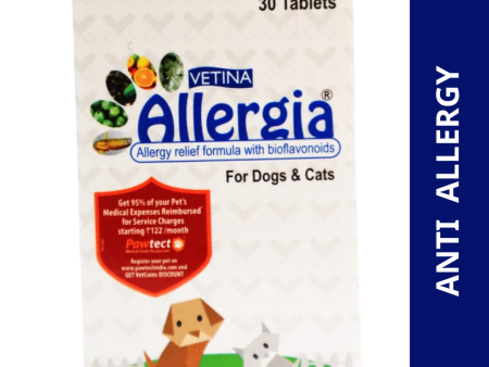 Vetina Allergia Tablet for Dogs and Cats (pack of 30 tablets) Hot on Sale