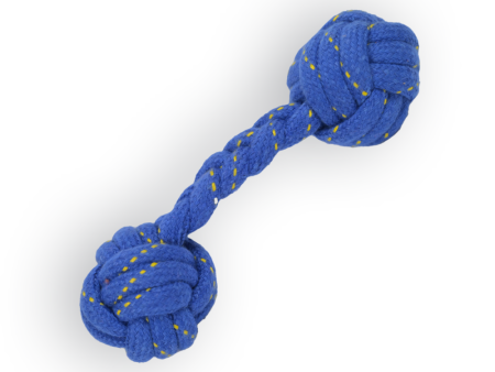 Skatrs Dumbbell Shaped Rope Chew Toy for Dogs and Cats (Blue Yellow) on Sale