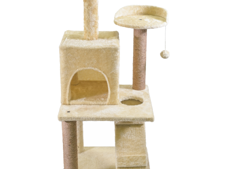 Skatrs Kitty Kastle Multi Level Cat Tree with Condo, Scratching Post, Platform and Ladder Toy (Beige) on Sale