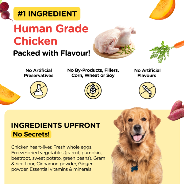 Henlo Chicken & Vegetable Baked Dry Food for Adult Dogs | 100% human grade ingredients on Sale