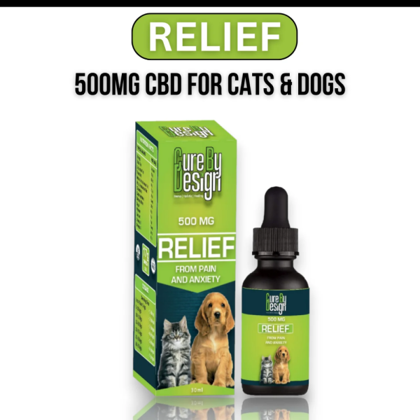 Cure By Design 500mg CBD Relief Oil for Dogs and Cats Sale