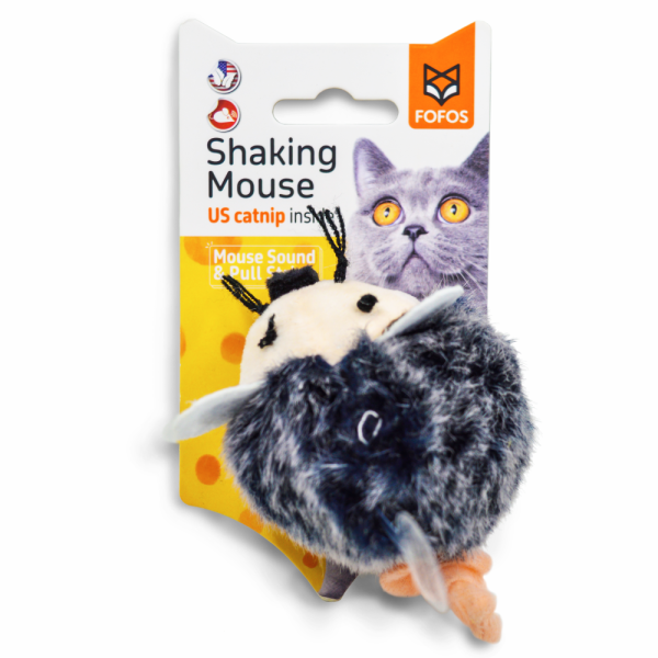 Fofos Pull String & Sound Chip Mouse Shaped Electronic Toy for Cats (Grey) Fashion