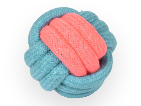 Skatrs Ball Shaped Rope Chew Toy for Dogs and Cats (Pink Sky Blue) For Sale