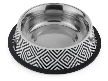 Pawpourri Steel Twiggy Striped Bowl for Dogs and Cats (Black White) Sale