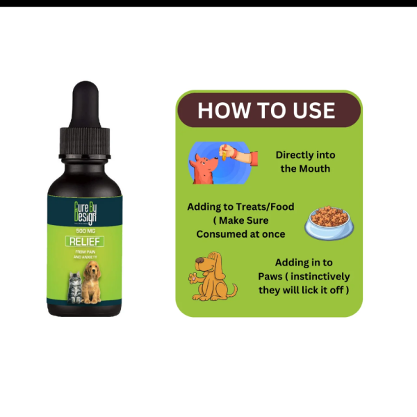 Cure By Design 500mg CBD Relief Oil for Dogs and Cats Sale