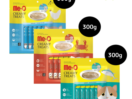 Me O Creamy Chicken & Liver, Crab, Bonito Cat Treat Combo on Sale