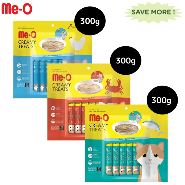 Me O Creamy Chicken & Liver, Crab, Bonito Cat Treat Combo on Sale