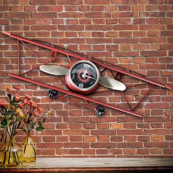 Retro Aircraft Plane Metal Iron Wall Clock Hot on Sale