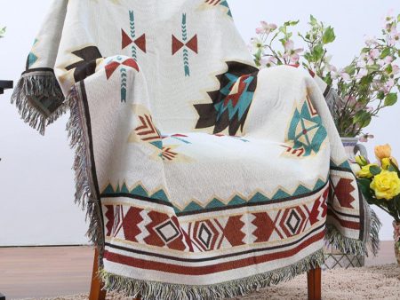 White Geometry Indian Style Throw Blanket Tapestry for Sofa Bed on Sale