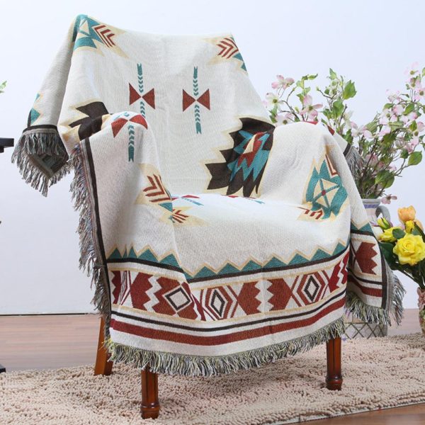 White Geometry Indian Style Throw Blanket Tapestry for Sofa Bed on Sale