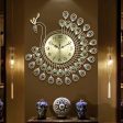 Large 3D Gold Diamond Peacock Metal Wall Clock Supply