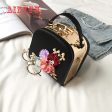 Flower Metal Gold Clip Small Square Handbag on Sale