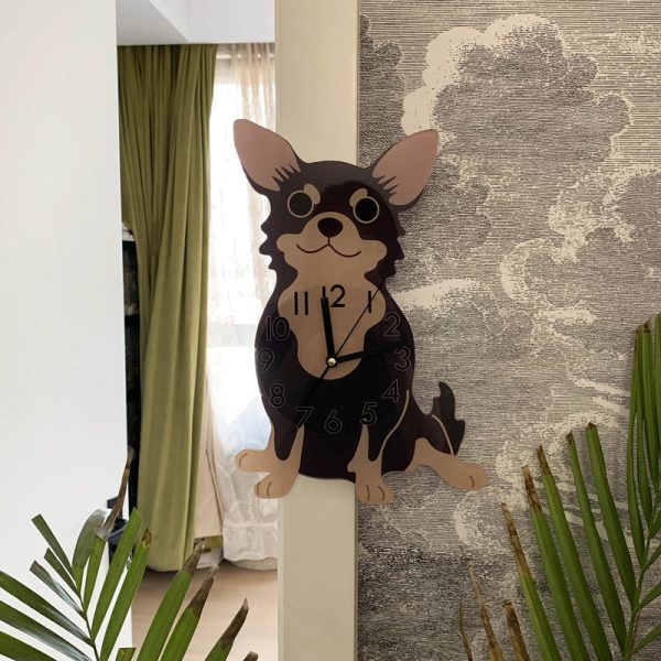 Cute Chihuahua Dog Arcylic Modern Wall Clock Online now