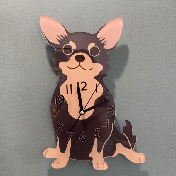 Cute Chihuahua Dog Arcylic Modern Wall Clock Online now