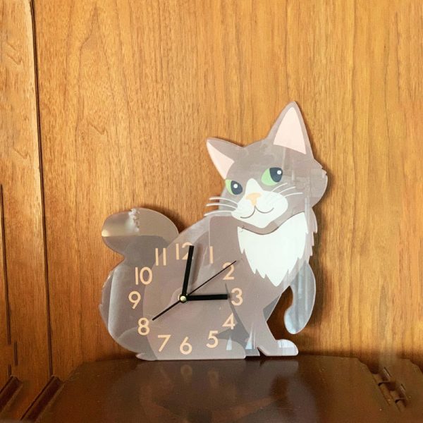 Lovely Brown Cat Arcylic Wall Clock For Sale