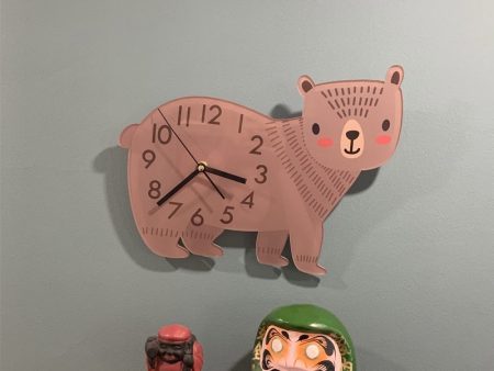 Cute Cartoon Pink Bear Nordic Wall Clocks Supply