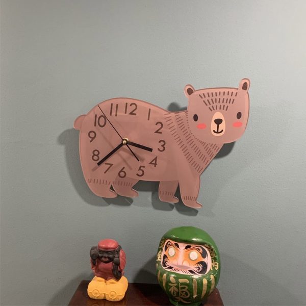 Cute Cartoon Pink Bear Nordic Wall Clocks Supply