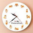 Cartoon Pomeranian Dog Wall Clock Hot on Sale