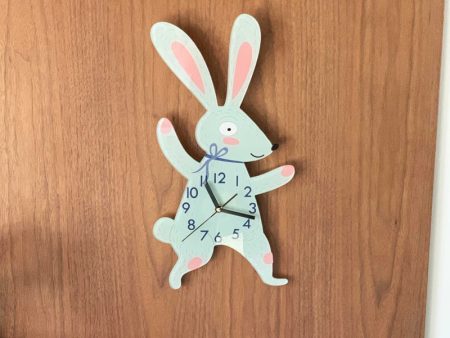 Cartoon Green Bunny Rabbit Children s Room Wall Clock Hot on Sale