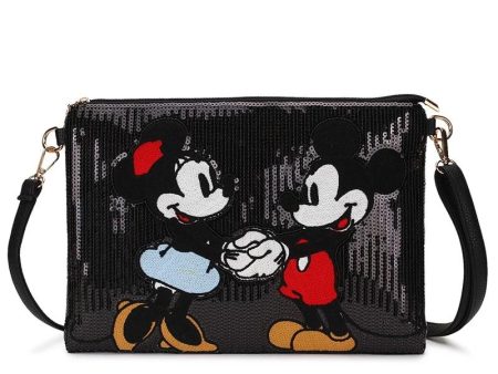 Cartoon Mickey Minnie Sequin Leather Purse Handbag Online now