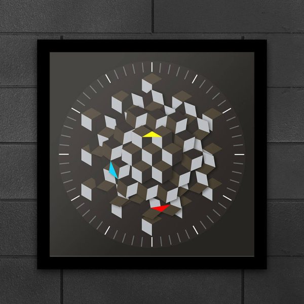 Graphic Hexagon Rotating Minimalist Wall Clock Decor Novelty Watch Supply