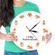 Cartoon Pomeranian Dog Wall Clock Hot on Sale