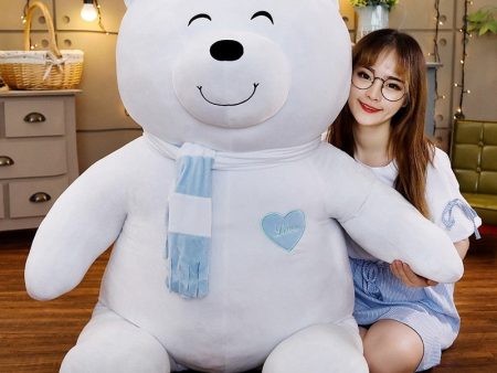 Cute White Giant Size Cartoon Polar Bear Soft Plush Stuffed Doll Gift Online Hot Sale