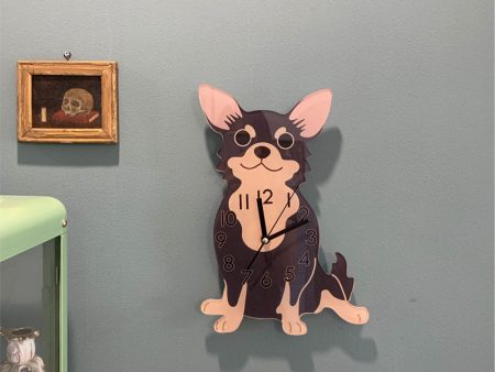 Cute Chihuahua Dog Arcylic Modern Wall Clock Online now