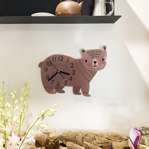 Cute Cartoon Pink Bear Nordic Wall Clocks Supply