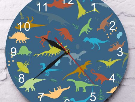 Colorful Dinosaur With Arabic Numbers Children Room Wall Clock For Discount