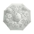 Modern White Rose Floral Sun Protection Inside Black Coating Automatic Umbrella For Sale