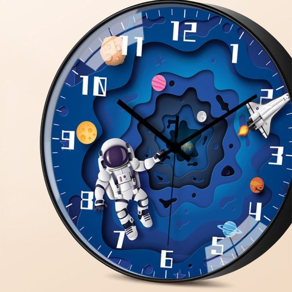 Cute Cartoon Astronaut Space 8 Inch Silent Wall Clock Children Bedroom Decor Online now