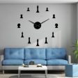 Chess Pieces Board Game Large Frameless DIY Wall Clock Online now