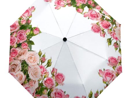 Rose Flower Rosebush Fully-automatic Foldable Eight Strand Umbrella Hot on Sale