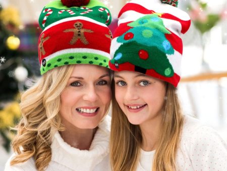 LED Light Cotton Christmas Knit Beanie Hats Online Hot Sale