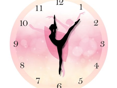 Princess Ballet Girl Moving Leg Dancing Pink Wall Clock Discount