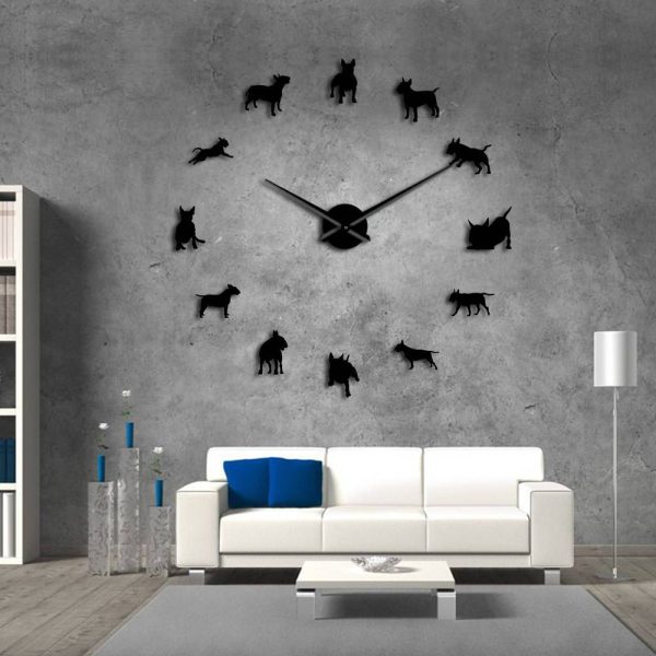 Bull Terrier Large Frameless DIY Wall Clock Gift for Bull Terrier Lovers Online Sale