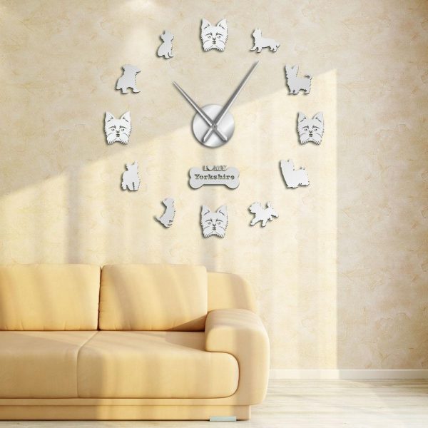 Yorkshire Terrier Large Frameless DIY Wall Clock Yorkie Lover Gift For Cheap