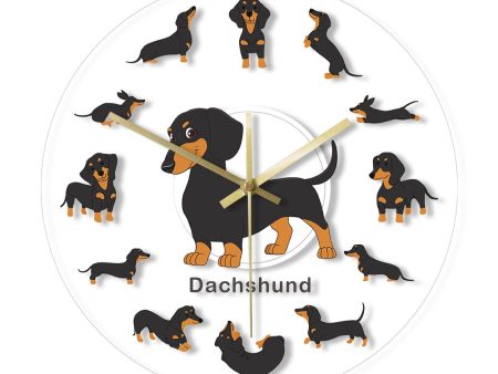 Cartoon Dachshund Wiener Dog Arcylic Wall Clock Online Hot Sale