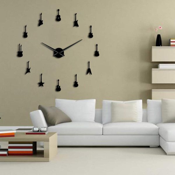 Rock n Roll Guitar Large Frameless DIY Wall Clock Online