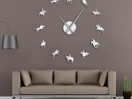 Equestrian Horse Race Riding Large Frameless DIY Wall Clock Gift For Sale