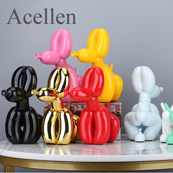 Squat Balloon Pooing Dog Resin Statues Home Decoration on Sale