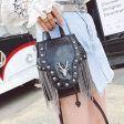 Gothic Reindeer Rivet Leather Handbag Purse Bag with Tassel Online Hot Sale