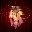 Love Heart Shape LED Night Light Dreamcatcher with Feather Supply