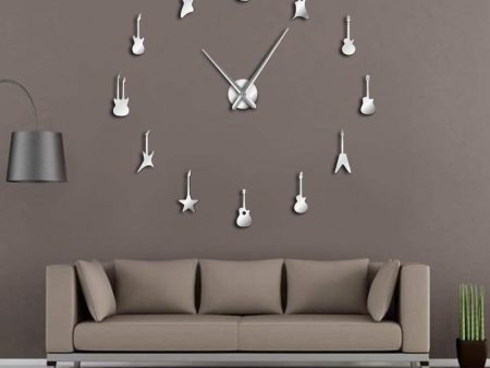 Rock n Roll Guitar Large Frameless DIY Wall Clock Online