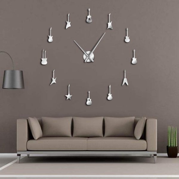 Rock n Roll Guitar Large Frameless DIY Wall Clock Online