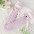 Wholesale 10pcs warm coral fleece socks hand-in-hand couple socks eye mid-calf length socks Valentine s Day gift socks Fashion