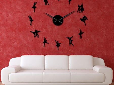 Couple Ballerina Large Frameless DIY Wall Clock Ballet Dancer Gift For Discount