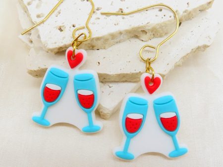 Wholesale Valentine s Day Series PVC Soft Rubber Drop Glass Love Pendant Earrings Cute Cartoon Stainless Steel Earrings Online