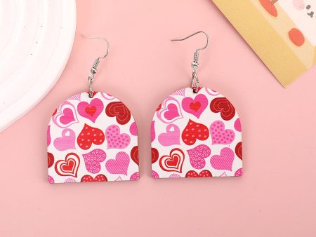 Wholesale Valentine s Day Earrings Wooden Jewelry Creative Fashion Printing Letter Earrings Personalized All-match Sweet Earrings Women Online